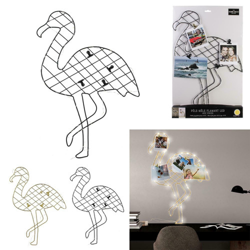 Picture Frame Flamingo with Lights, black