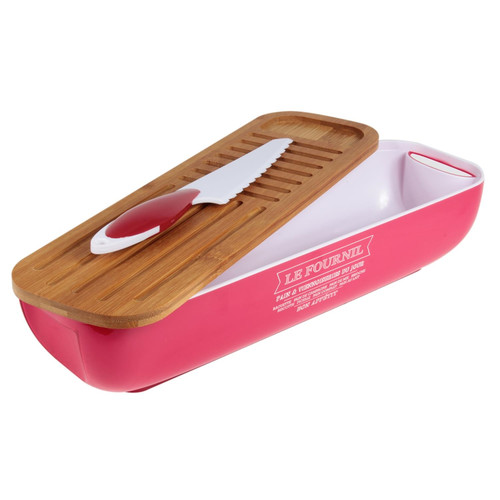 Bread Container, Chopping Board & Knife 3in1, red