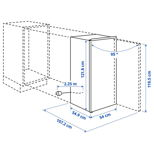 FÖRKYLD Fridge with freezer compartment, IKEA 500 integrated, 174/14 l