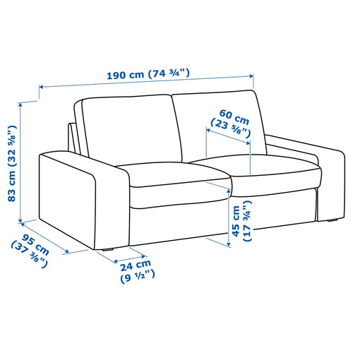 KIVIK 2-seat sofa, Kelinge grey-turquoise