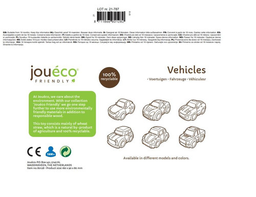 Joueco Bio Eco-Friendly Vehicle, 1pc, assorted colours, 18m+