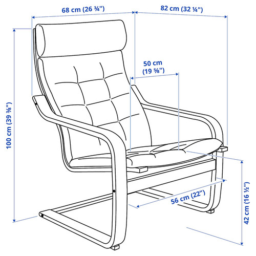 POÄNG Armchair, black-brown/Gunnared blue