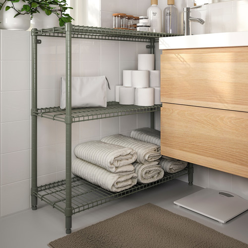 OMAR Shelving unit, grey-green, 92x36x94 cm