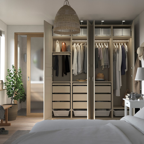 PAX / FLISBERGET Wardrobe combination, grey-beige/grey-beige, 200x60x236 cm