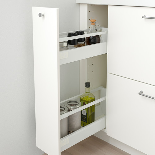 METOD Base cabinet/pull-out int fittings, white, Veddinge white, 20x60 cm