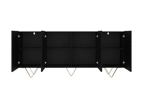 Four-Door Cabinet Scalia 190cm, matt black/gold legs