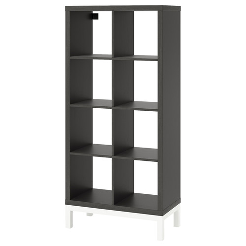 KALLAX Shelving unit with underframe, black-brown/white, 77x164 cm