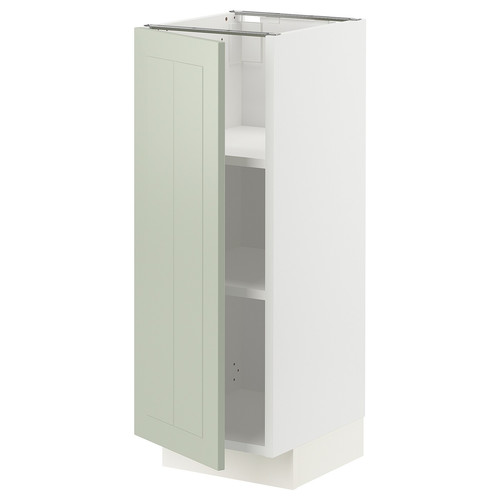 METOD Base cabinet with shelves, white/Stensund light green, 30x37 cm