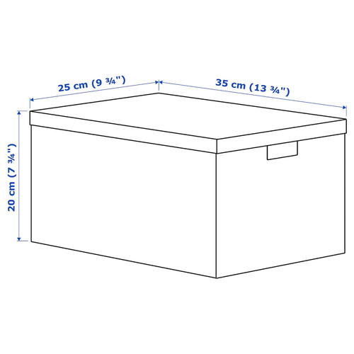 TJENA Storage box with lid, white, 25x35x20 cm