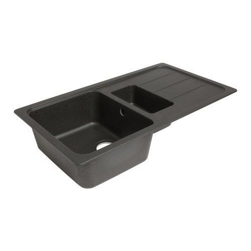 Cooke&Lewis Granite Kitchen Sink Arber 1.5 Bowl with Drainer, black