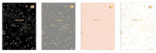 Notebook A5 96 Sheets Squared Metallic Dream Hard Cover 5-pack, assorted patterns