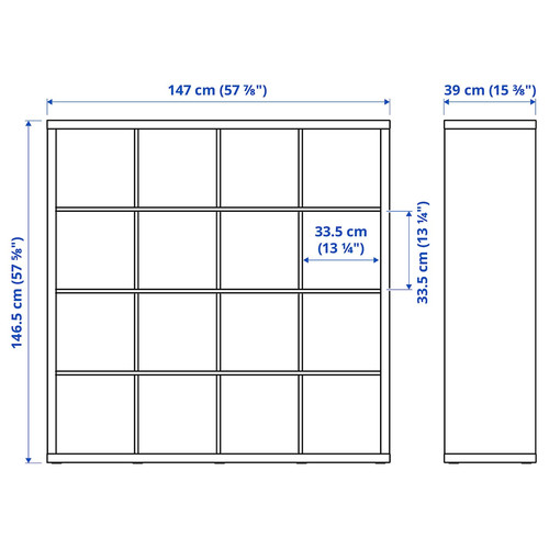 KALLAX Shelving unit with 4 inserts, white/glass, 147x147 cm