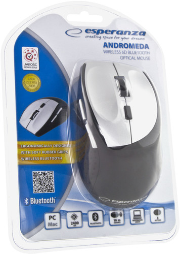 Esperanza Wireless Optical Mouse Bluetooth EM123S 1000/1600/2400DPI, 6D, silver-black