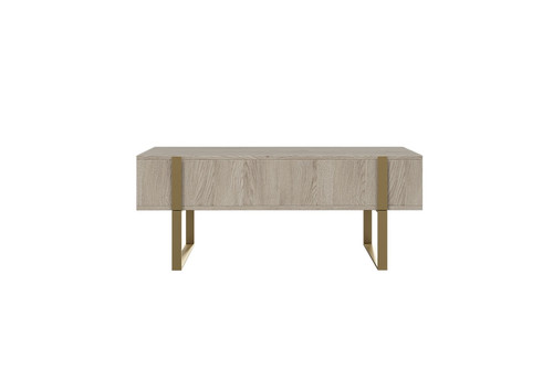 Coffee Table with 2 Drawers Verica, biscuit oak/gold legs
