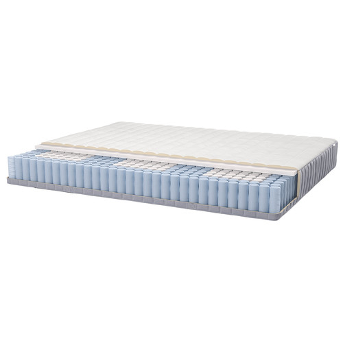 HEMNES Bed frame with mattress, white stain/Valevåg medium firm, 90x200 cm