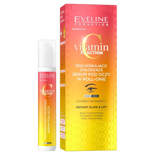 EVELINE Vitamin C 3xAction Illuminating Cooling Eye Roll-on Serum Instant Glow & Lift 15ml