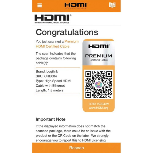 LogiLink Premium HDMI Cable for Ultra HD, 1.8m