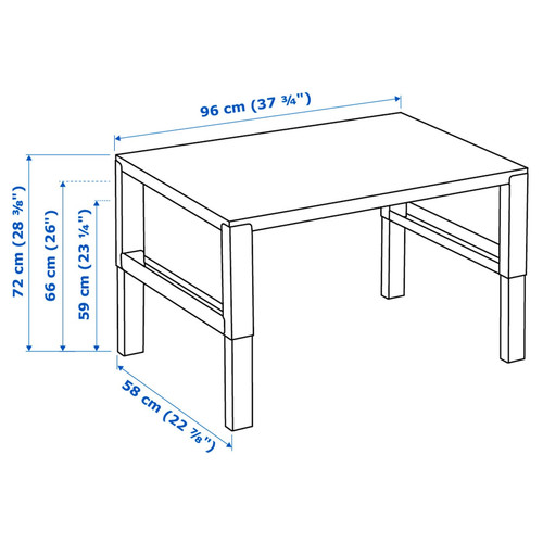 PÅHL Desk, white/turquoise, 96x58 cm