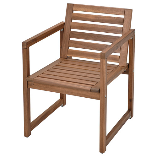 NÄMMARÖ Outdoor chair with armrests, light brown stain