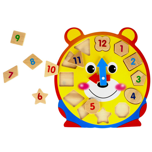 Wooden Educational Clock, random patterns, 1pc, 3+