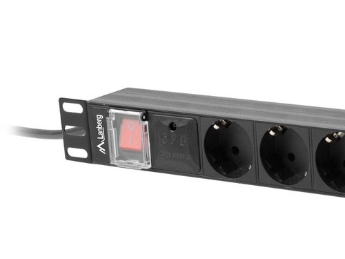 Lanberg PDU 1U 16A 2m 8x Schuko Outlet PDU-08F-0200-BK