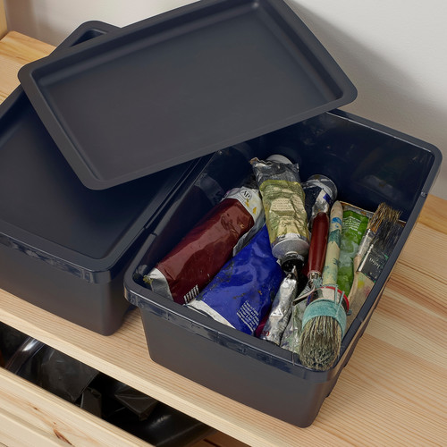 UPPSNOFSAD Storage box with lid, black, 25x17x12 cm/4 l