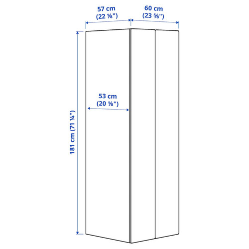 SMÅSTAD / PLATSA Wardrobe, white/blue, 60x57x181 cm