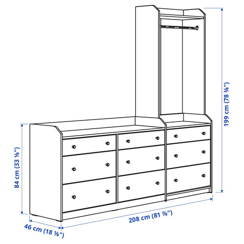 HAUGA Storage combination, grey, 208x199 cm