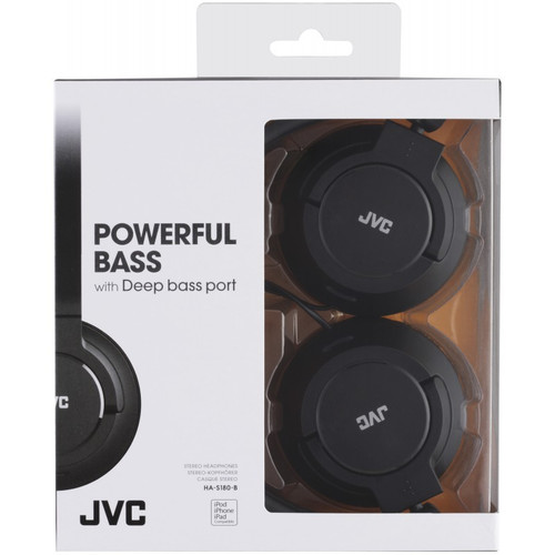 JVC Colourful and Seamless Design On-ear Headphones HA-S180, black