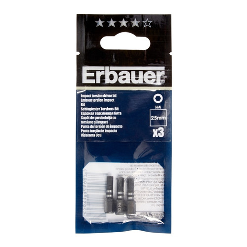 Erbauer Impact Bits 25 mm H4, 3 pack