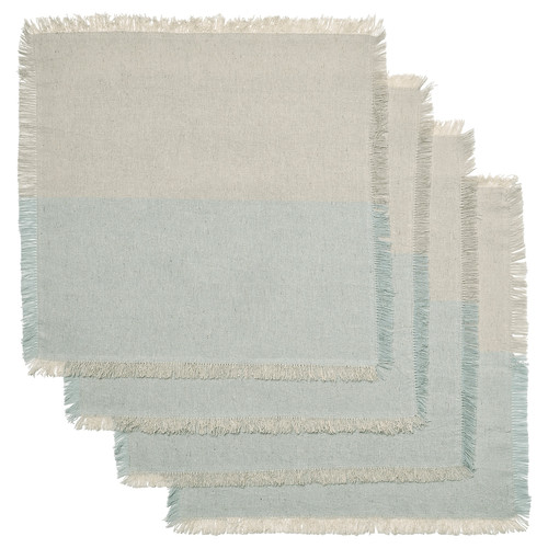 NISSÖGA Napkin, beige/light blue, 35x35 cm