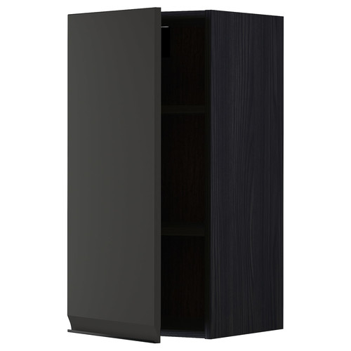 METOD Wall cabinet with shelves, black/Upplöv matt anthracite, 40x80 cm