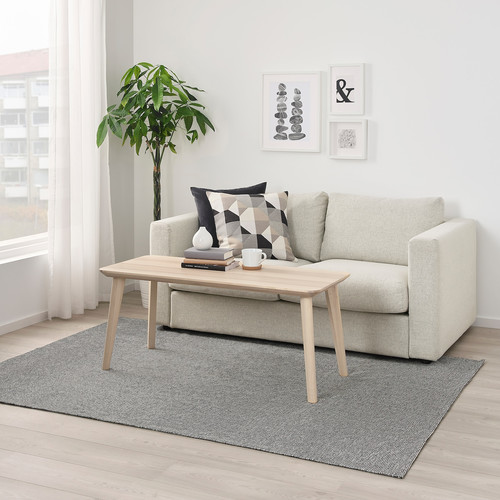 TIPHEDE Rug, flatwoven, grey, white, 155x220 cm