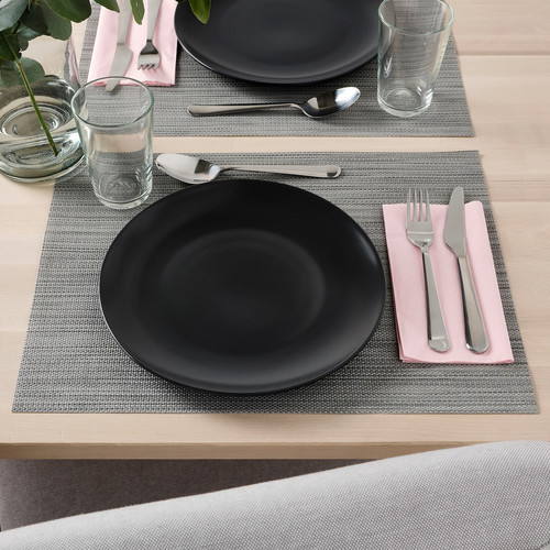 FÄRGKLAR Plate, matt dark grey, 26 cm, 4 pack