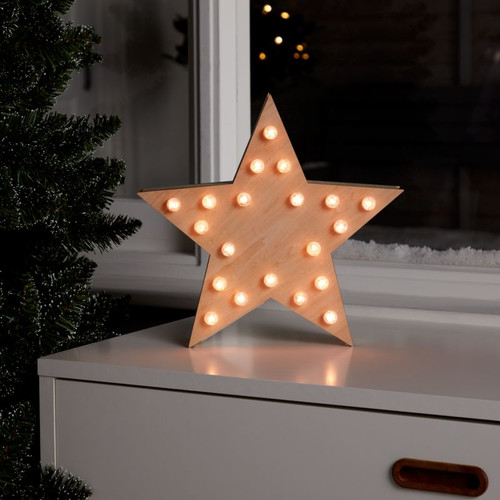 Christmas LED Decoration Star, wood