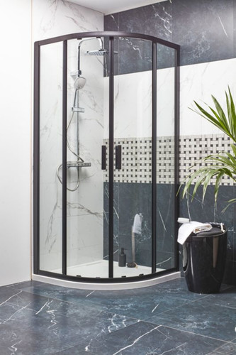 GoodHome Sliding Shower Door Beloya 90 cm, black/transparent