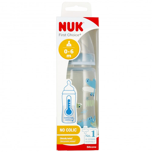 NUK First Choice Plus Baby Bottle with Temperature Control 300ml 0-6m, blue