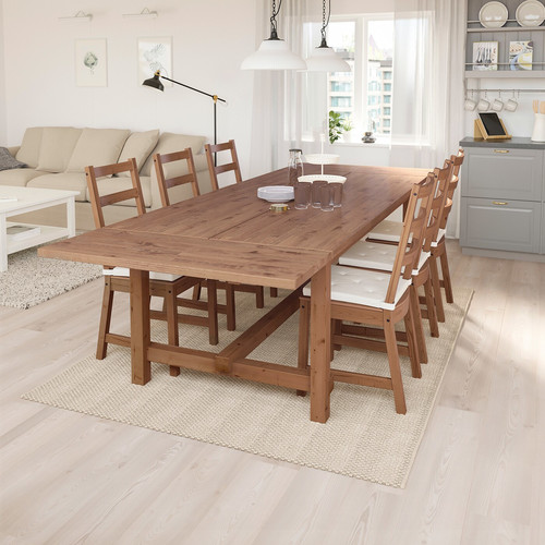 NORDVIKEN / NORDVIKEN Table and 6 chairs, antique stain, antique stain, 210/289x105 cm