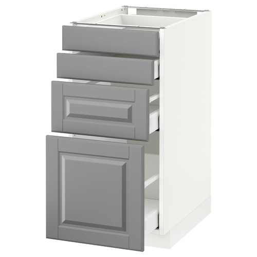 METOD / MAXIMERA Base cab 4 frnts/4 drawers, white/Bodbyn grey, 40x60 cm