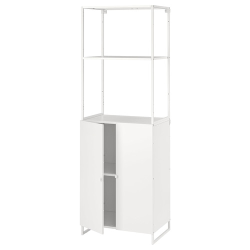 JOSTEIN Shelving unit with doors, in/outdoor/white, 61x44x180 cm