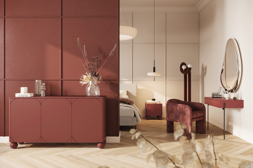 Cabinet Sonatia II 150 cm, with 4 internal drawers, burgundy