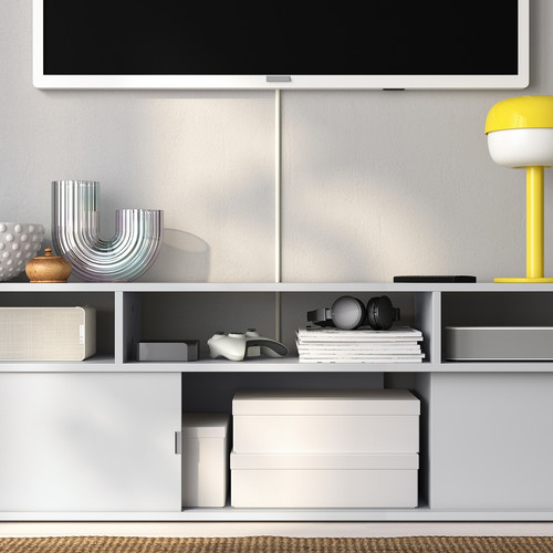 SPIKSMED TV storage combination, light grey, 215x32x96 cm