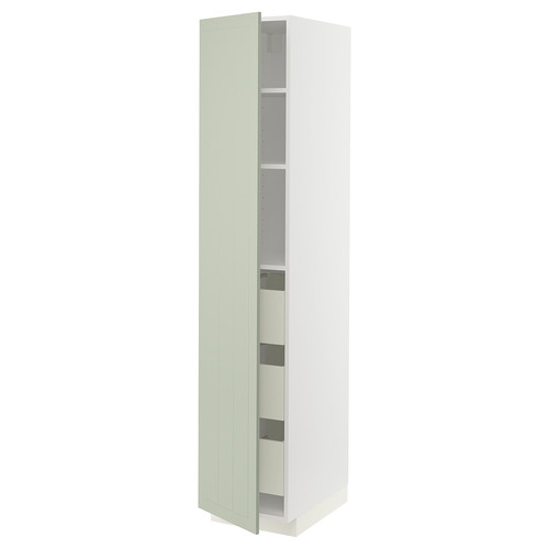 METOD / MAXIMERA High cabinet with drawers, white/Stensund light green, 40x60x200 cm