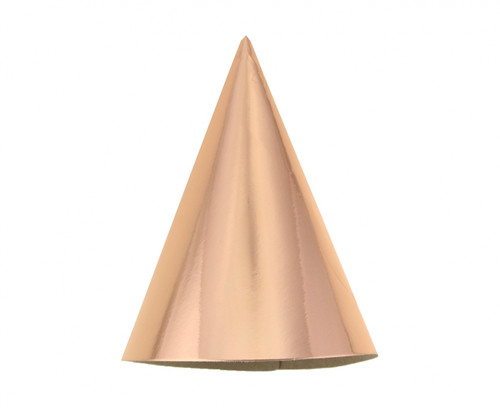 Party Paper Hats 5pcs, metallic rose-gold