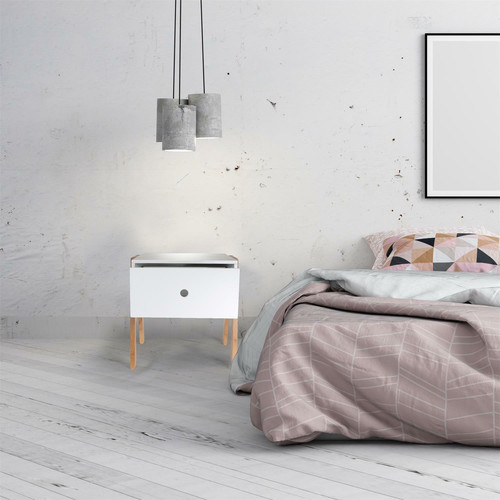 Nightstand Bedside Table Crane, white