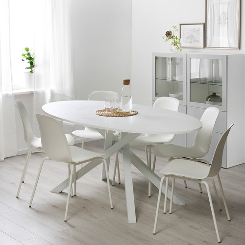 MARIEDAMM Table, white/stone effect white, 180x100 cm