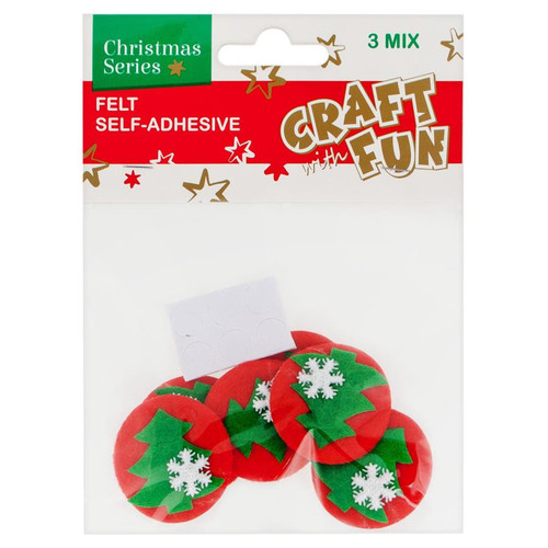 Christmas Self-adhesive Felt Decoration 6pcs, 1 set, random patterns