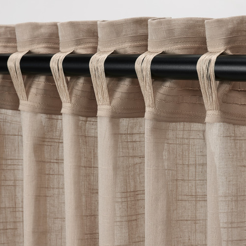 SILVERLÖNN Sheer curtains, 1 pair, beige, 145x300 cm