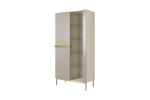 High Cabinet Display Cabinet Nicole, cashmere, gold legs