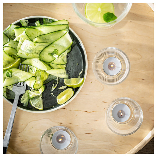 ÄDELTUJA Scented tealight, cucumber & lime/light grey, 3.5 hr, 30 pack